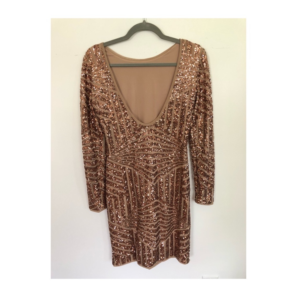 BCBG Stretchy Sequin Dress with Scoop Back - Picture 3 of 4